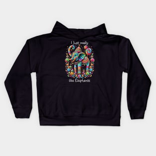 Vibrant Elephant Wearing a Whimsical Hat Kids Hoodie